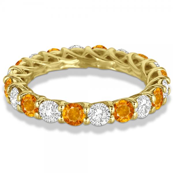 Luxury Diamond & Citrine Eternity Ring Band 14k Yellow Gold (4.20ct)