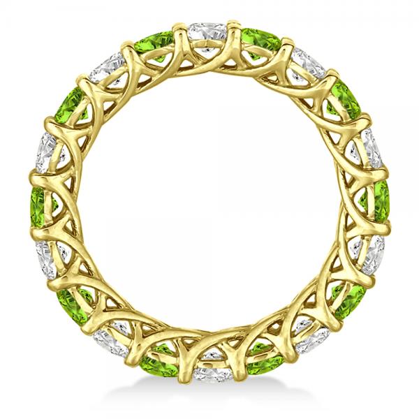 Luxury Diamond & Peridot Eternity Ring Band 14k Yellow Gold (4.20ct)