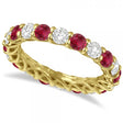 Luxury Diamond & Ruby Eternity Ring Band 14k Yellow Gold (4.20ct)