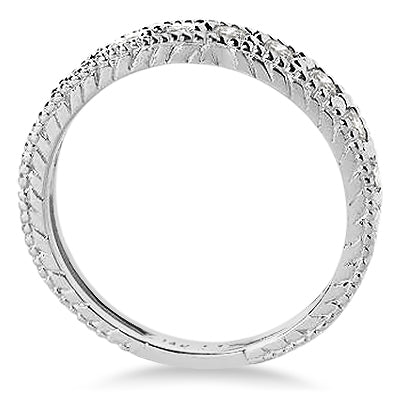 Vintage Style Diamond Wedding Ring Band Half-Way 14k White Gold 0.55ct