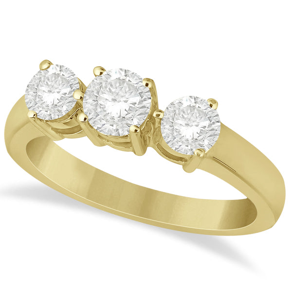 Three Stone Diamond Anniversary Band in 14k Yellow Gold 1.01ct