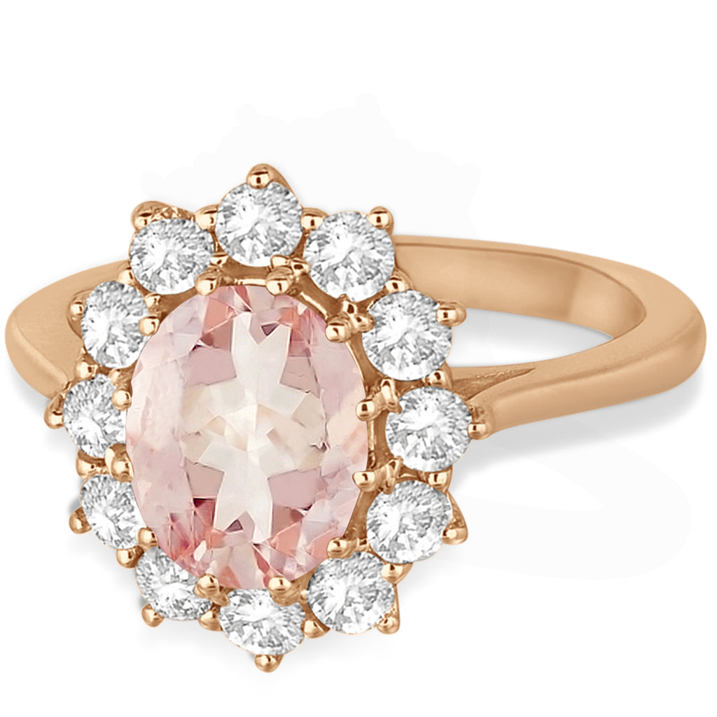 Oval Morganite and Diamond Ring 18k Rose Gold (3.60ctw)