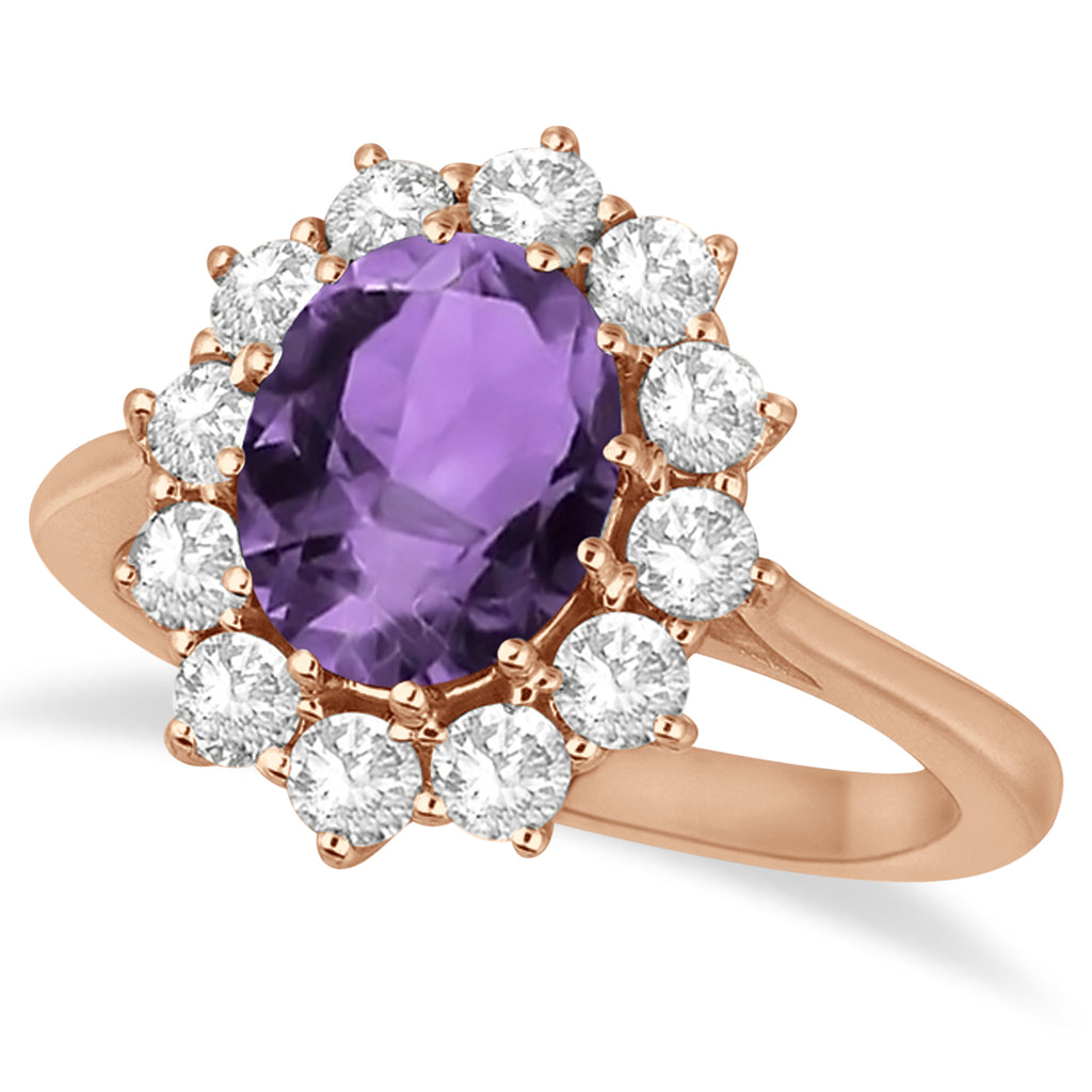 Oval Amethyst & Diamond Accented Ring in 14k Rose Gold (3.60ctw)