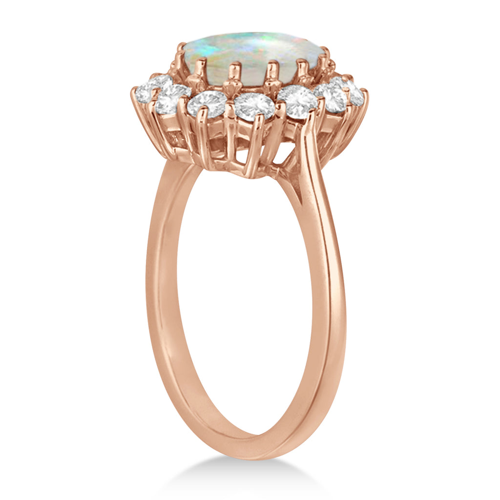 Oval Shape Opal & Diamond Accented Ring in 14k Rose Gold (3.60ctw)