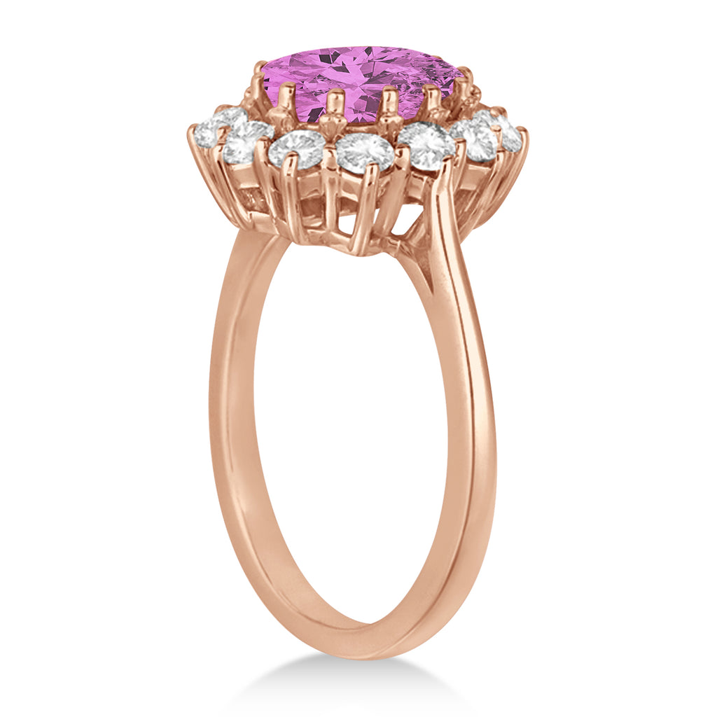Oval Pink Sapphire & Diamond Accented Ring in 18k Rose Gold (3.60ctw)