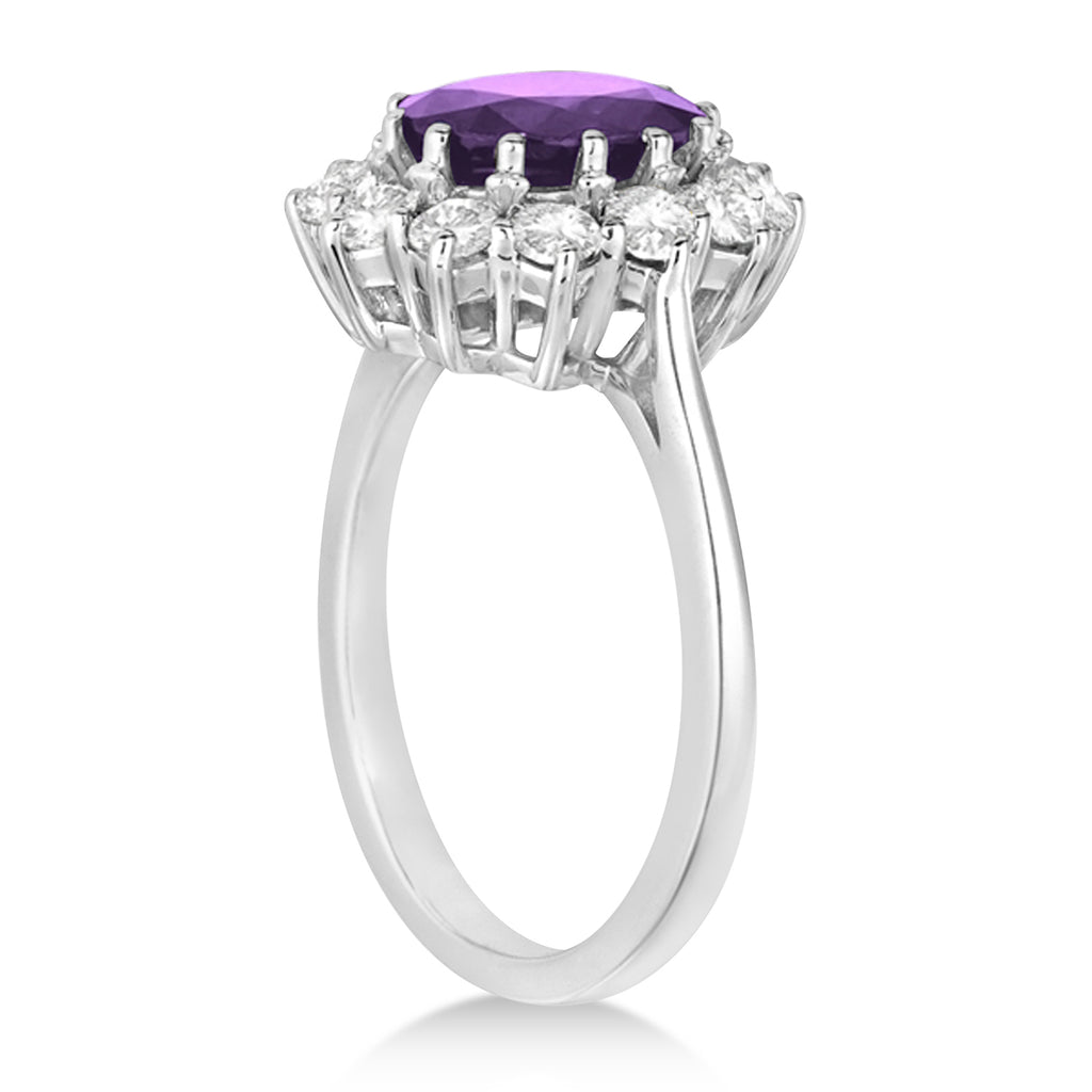 Oval Amethyst & Diamond Accented Ring in 14k White Gold (3.60ctw)