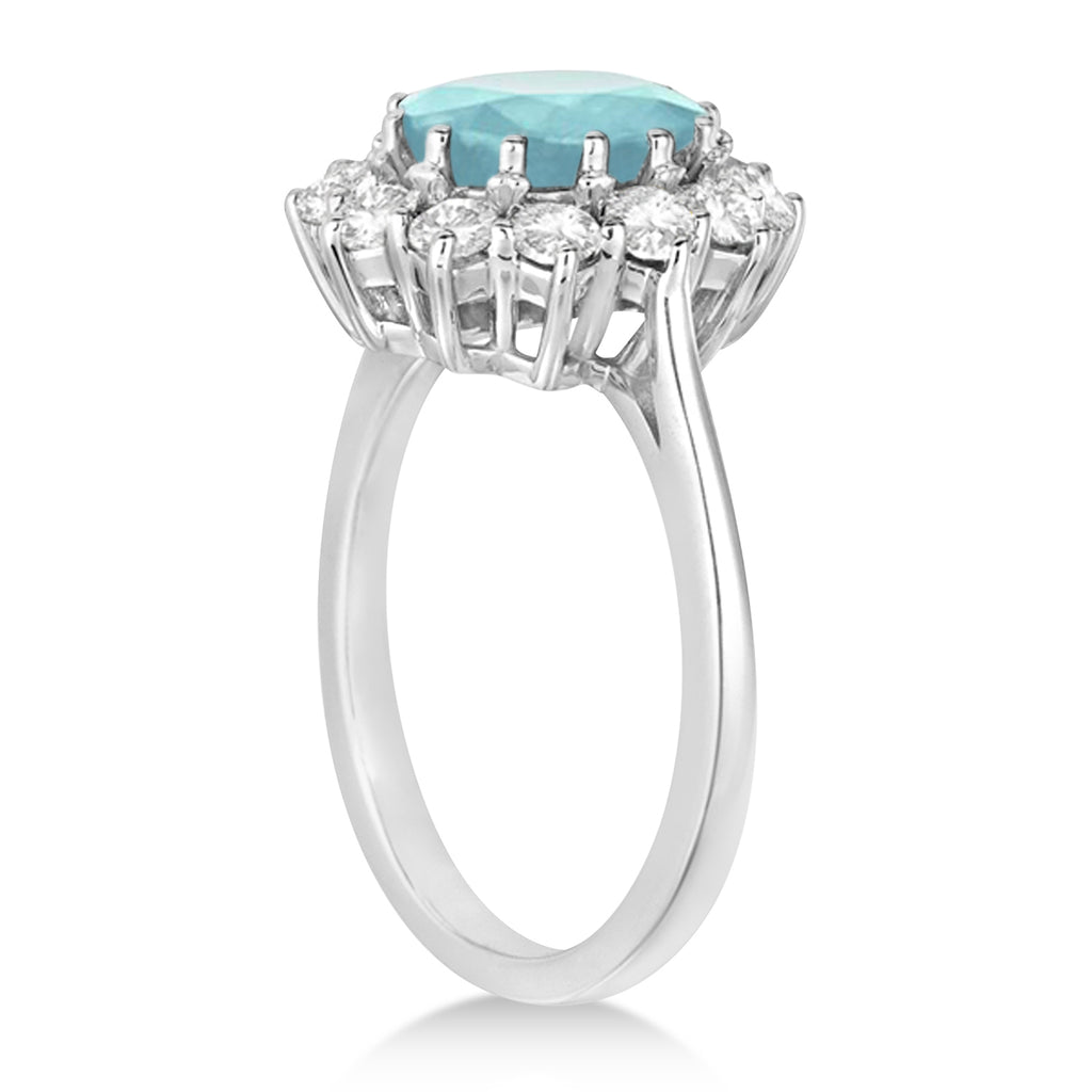 Oval Aquamarine & Diamond Accented Ring in 18k White Gold (3.60ctw)