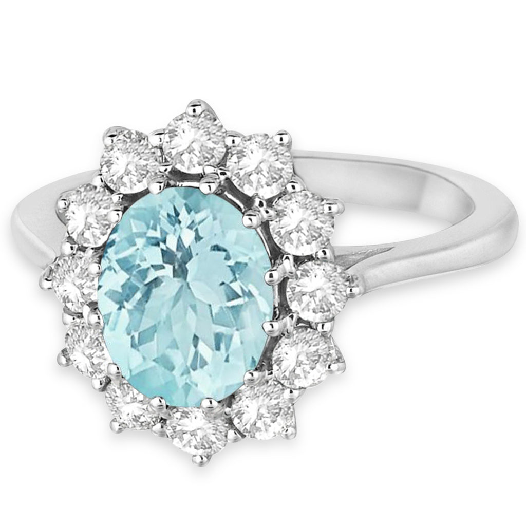 Oval Aquamarine & Diamond Accented Ring in 14k White Gold (3.60ctw)