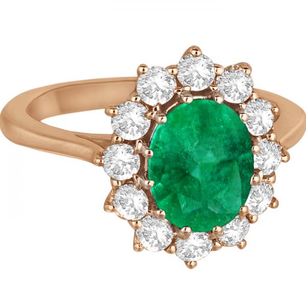 Oval Emerald & Diamond Accented Ring 18k Rose Gold (3.60ctw)