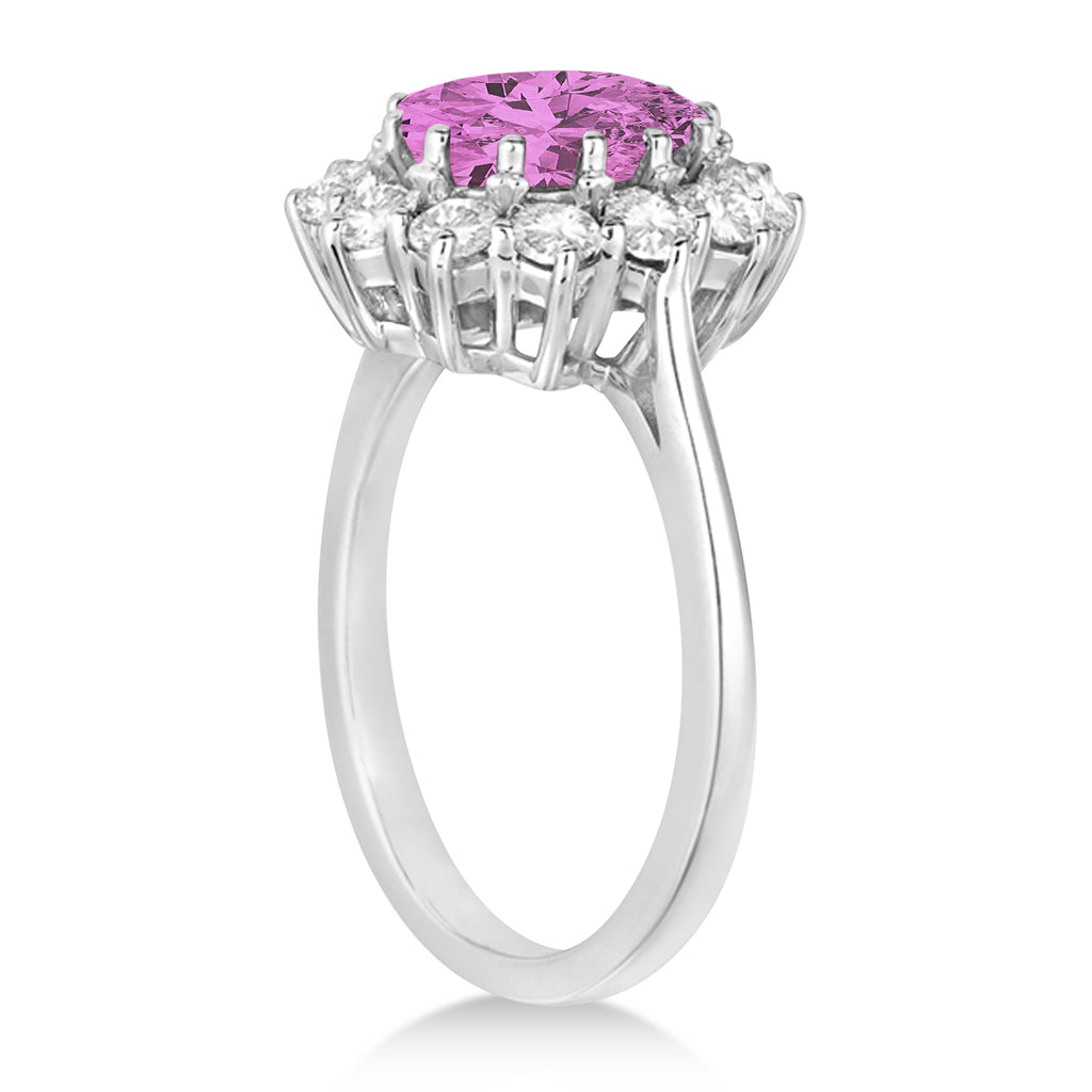 Oval Pink Sapphire & Diamond Accented Ring in 18k White Gold (3.60ctw)