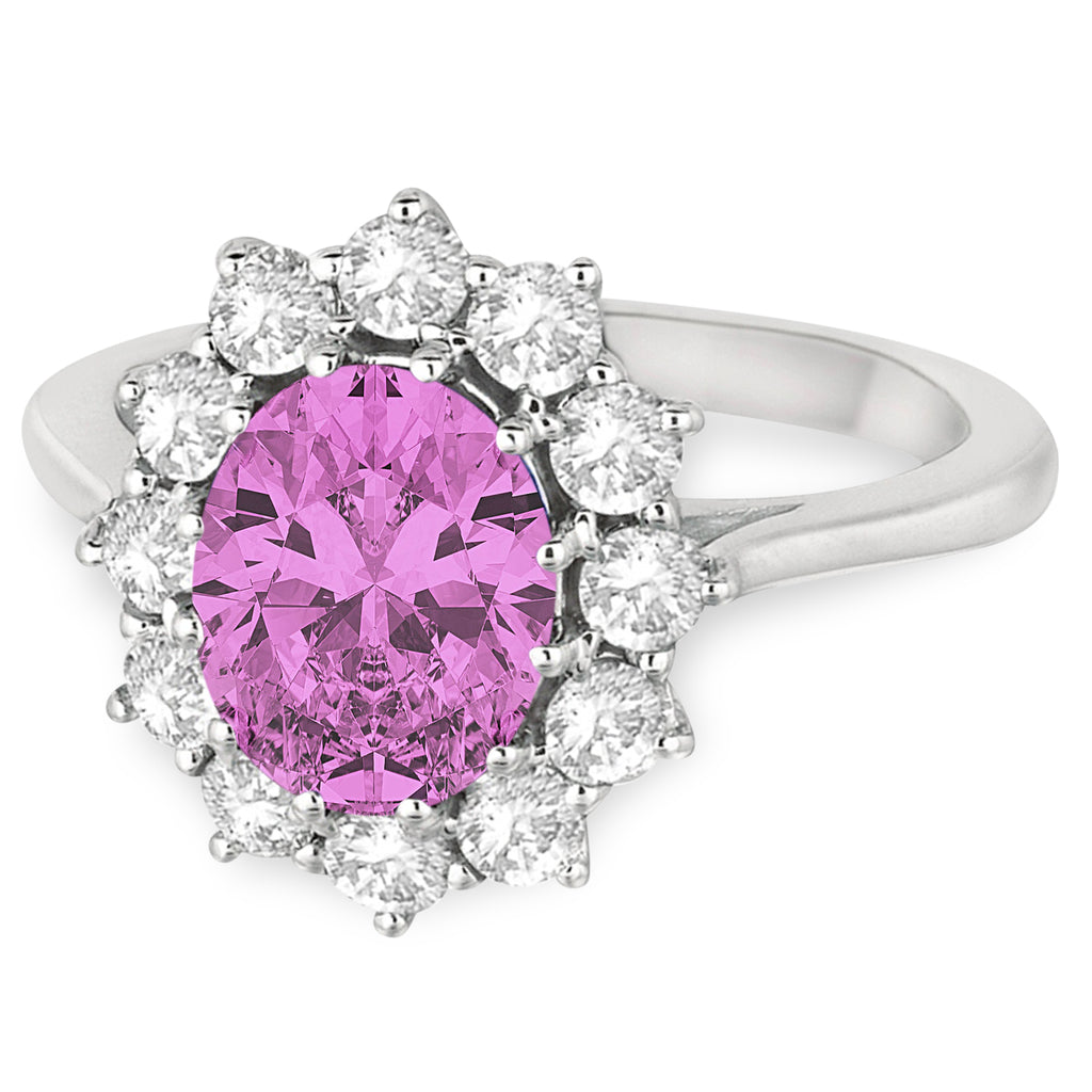 Oval Pink Sapphire & Diamond Accented Ring in 18k White Gold (3.60ctw)