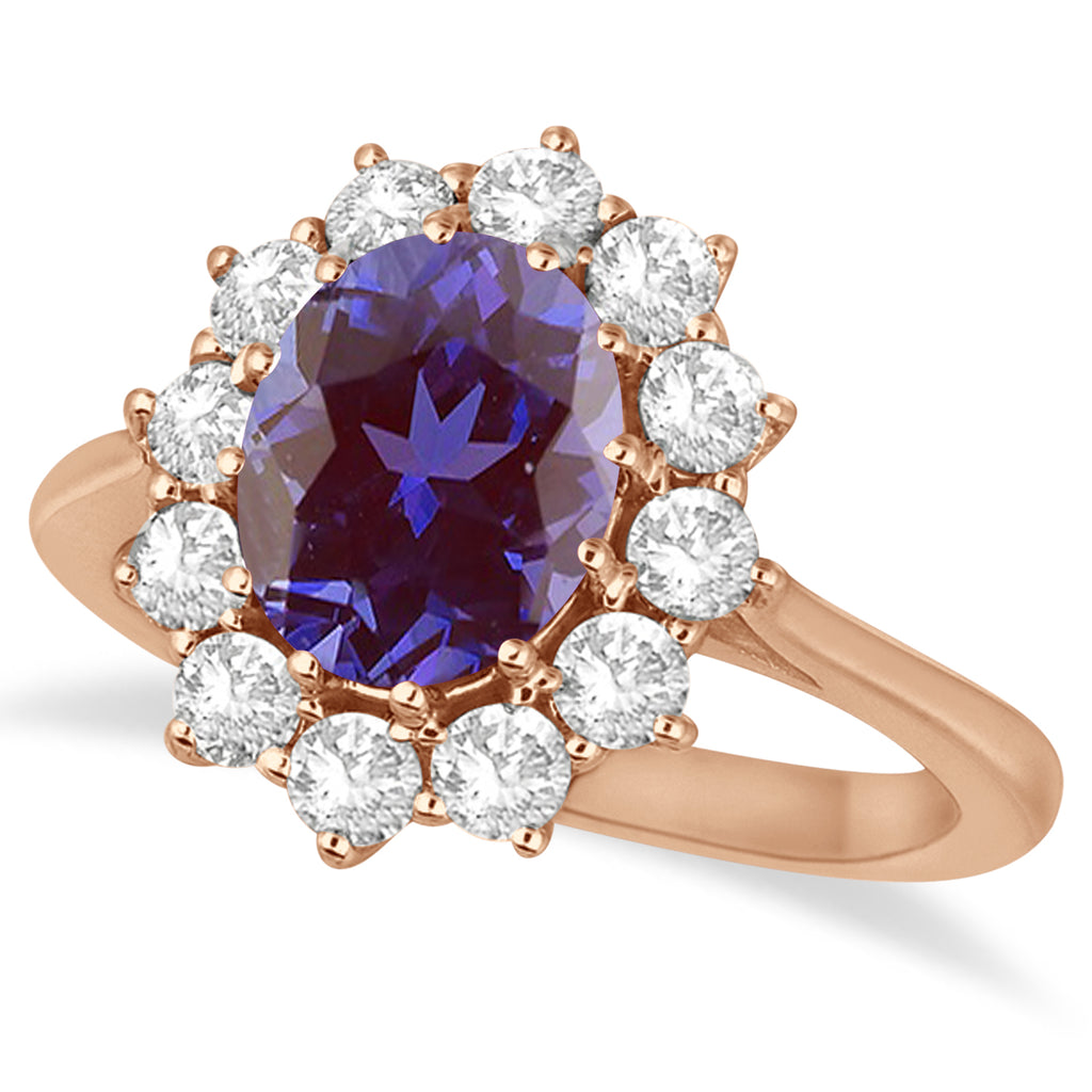Oval Lab Alexandrite and Diamond Ring 14k Rose Gold (3.60ctw)