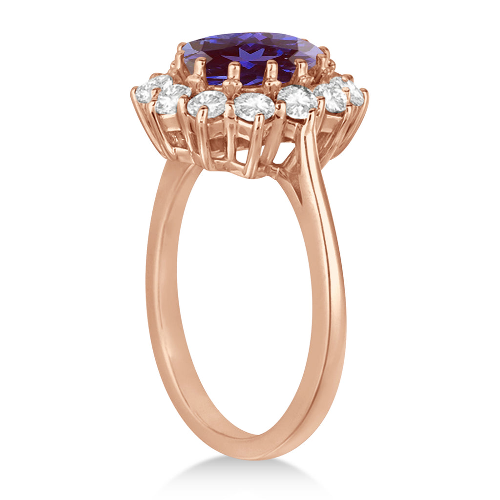 Oval Lab Alexandrite and Diamond Ring 14k Rose Gold (3.60ctw)