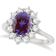 Oval Lab Alexandrite and Diamond Ring 18k White Gold (3.60ctw)