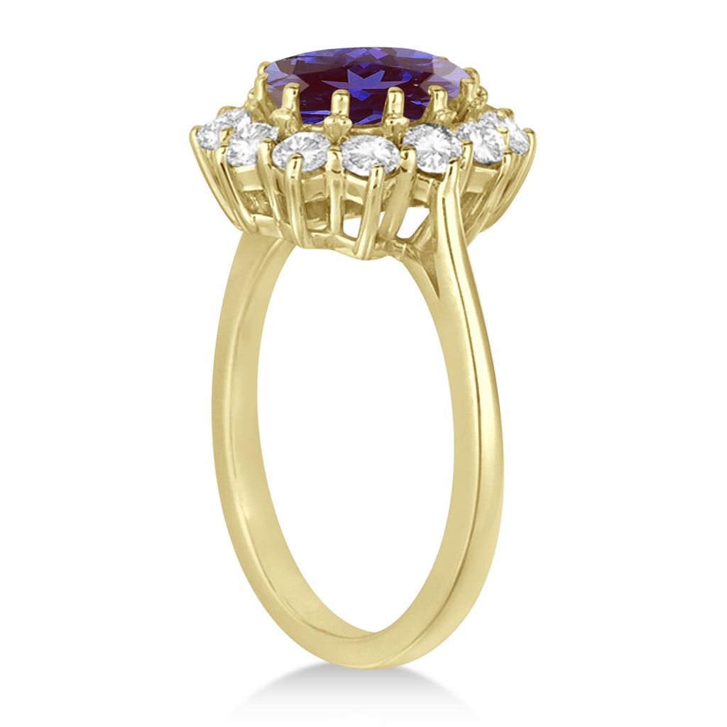 Oval Lab Alexandrite and Diamond Ring 18k Yellow Gold (3.60ctw)