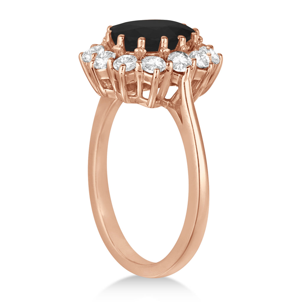 Oval Black & White Diamond Accented Ring 14k Rose Gold (2.80ctw)
