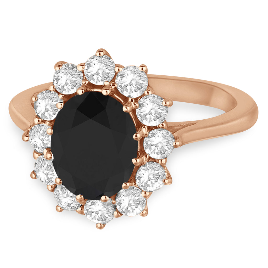 Oval Black & White Diamond Accented Ring 14k Rose Gold (2.80ctw)