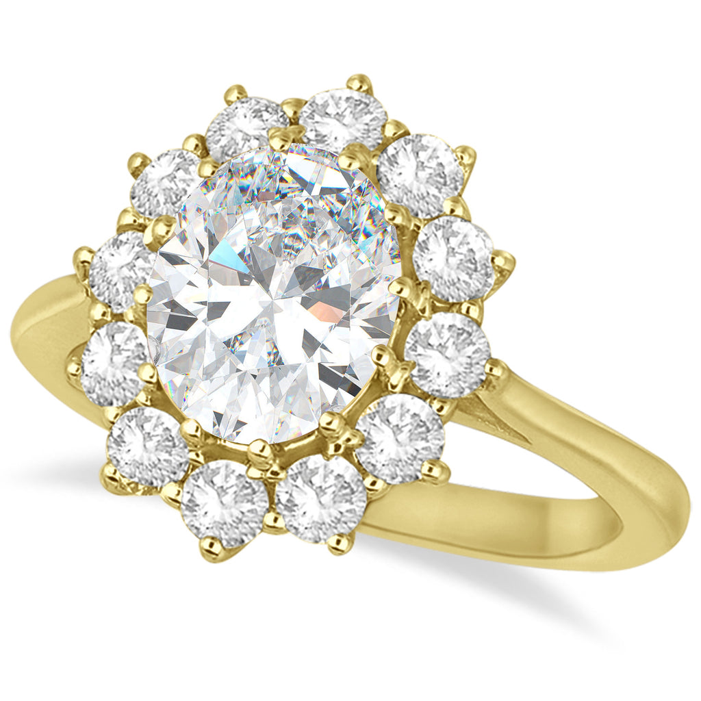 Oval Lab Diamond Accented Ring 18k Yellow Gold (2.80ctw)
