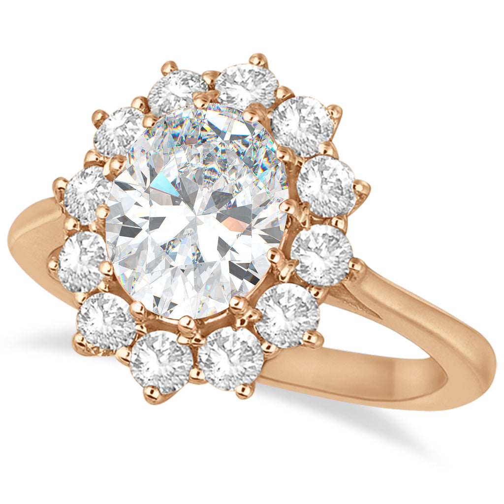 Oval Moissanite and Diamond Ring 18k Rose Gold (3.60ctw)