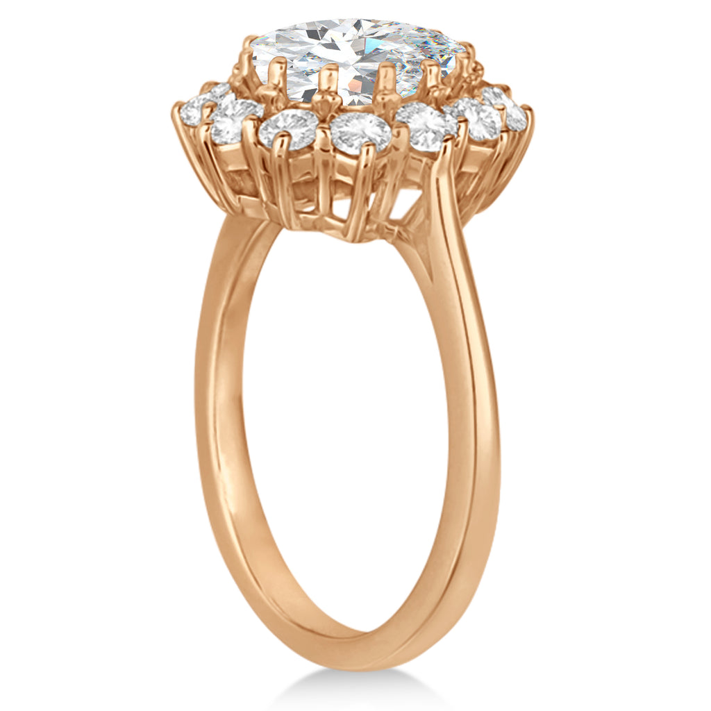 Oval Moissanite and Diamond Ring 18k Rose Gold (3.60ctw)