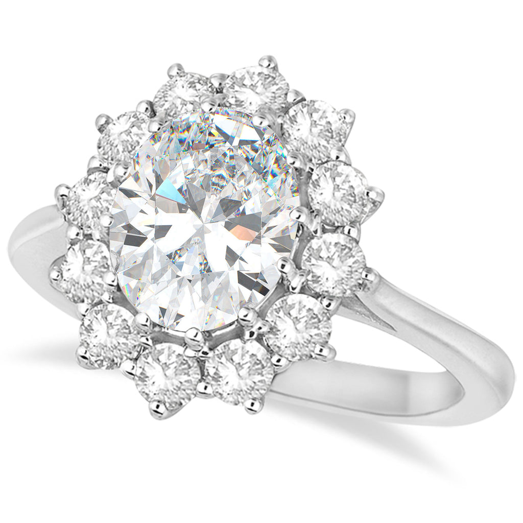 Oval Moissanite and Diamond Ring 18k White Gold (3.60ctw)