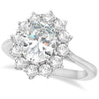 Oval Moissanite and Diamond Ring 18k White Gold (3.60ctw)