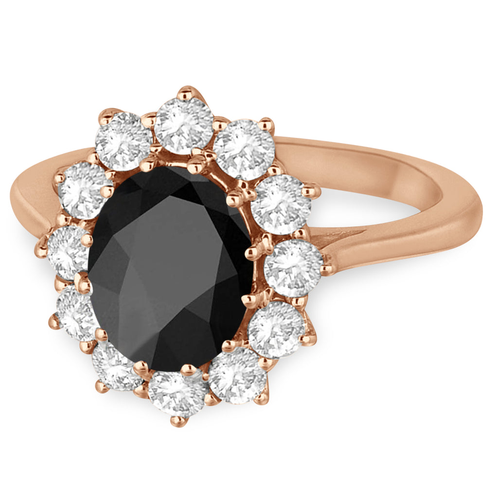 Oval Onyx and Diamond Ring 14k Rose Gold (3.60ctw)