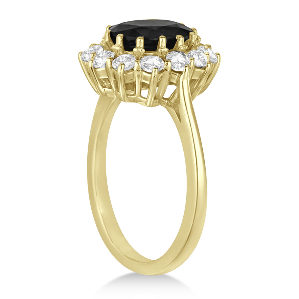 Oval Onyx and Diamond Ring 14k Yellow Gold (3.60ctw)