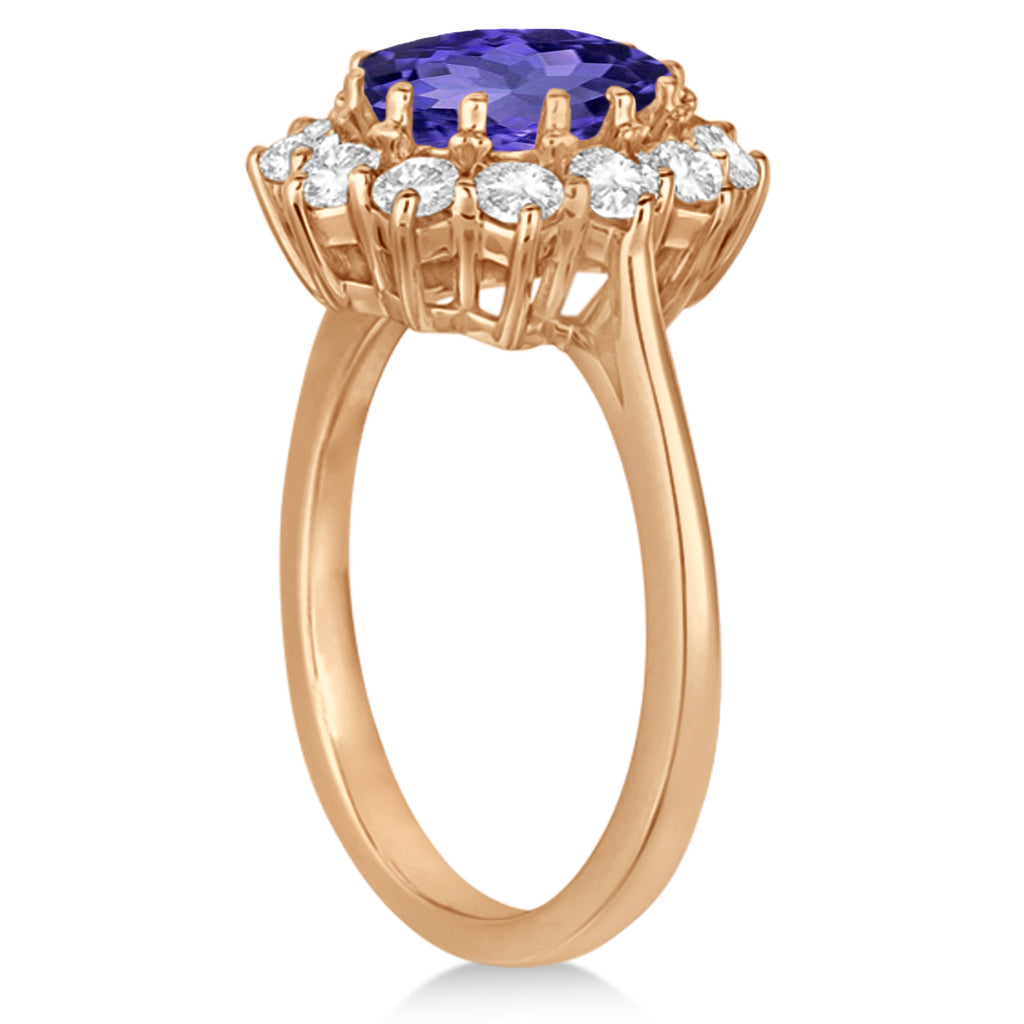 Oval Tanzanite and Diamond Lady Di Ring 18k Rose Gold (3.60ctw)