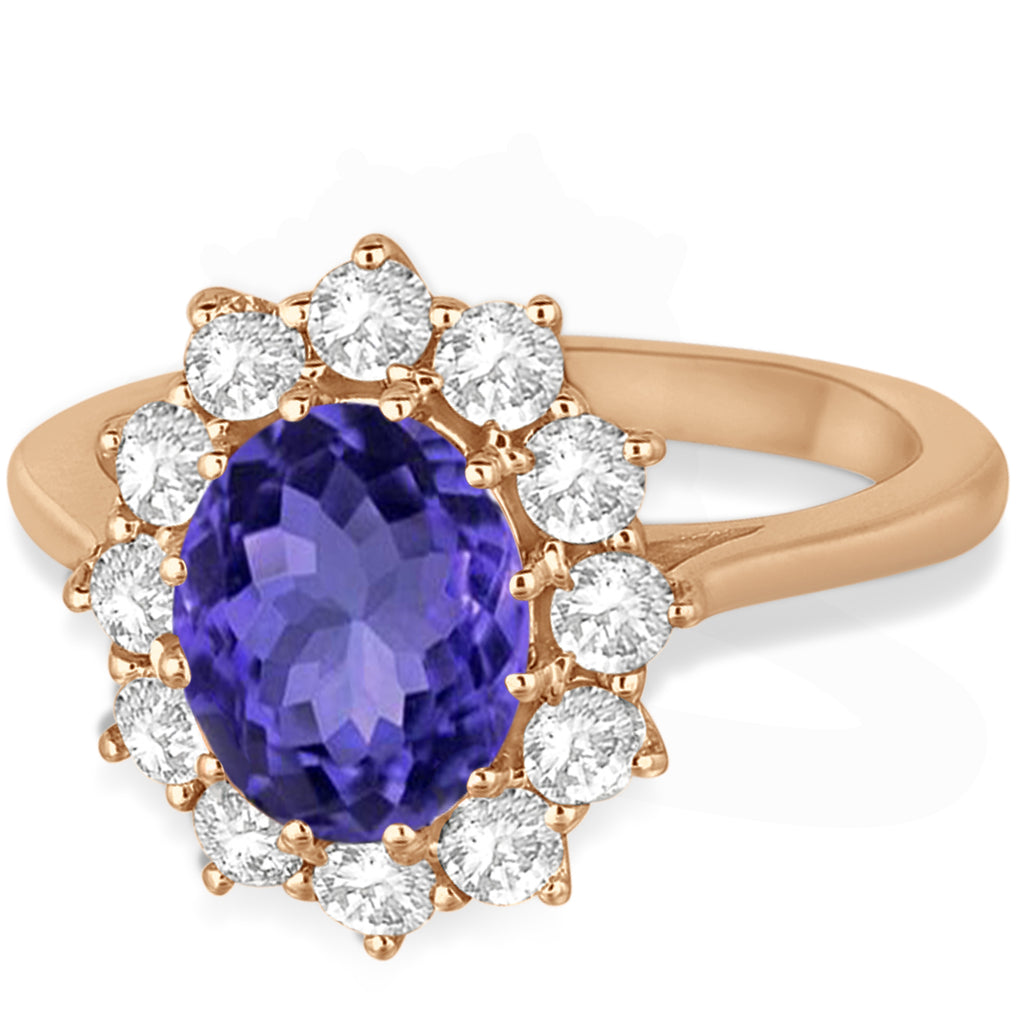 Oval Tanzanite and Diamond Lady Di Ring 18k Rose Gold (3.60ctw)