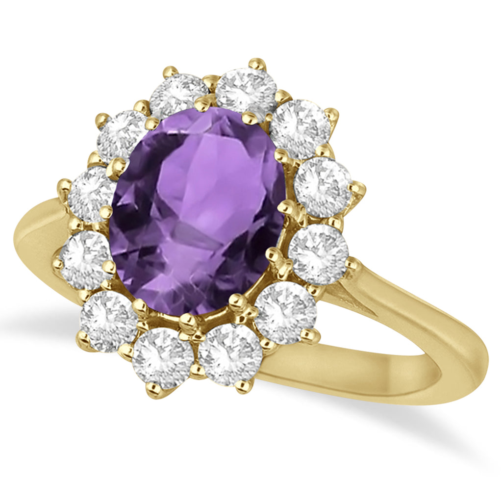 Oval Amethyst & Diamond Accented Ring in 18k Yellow Gold (3.60ctw)