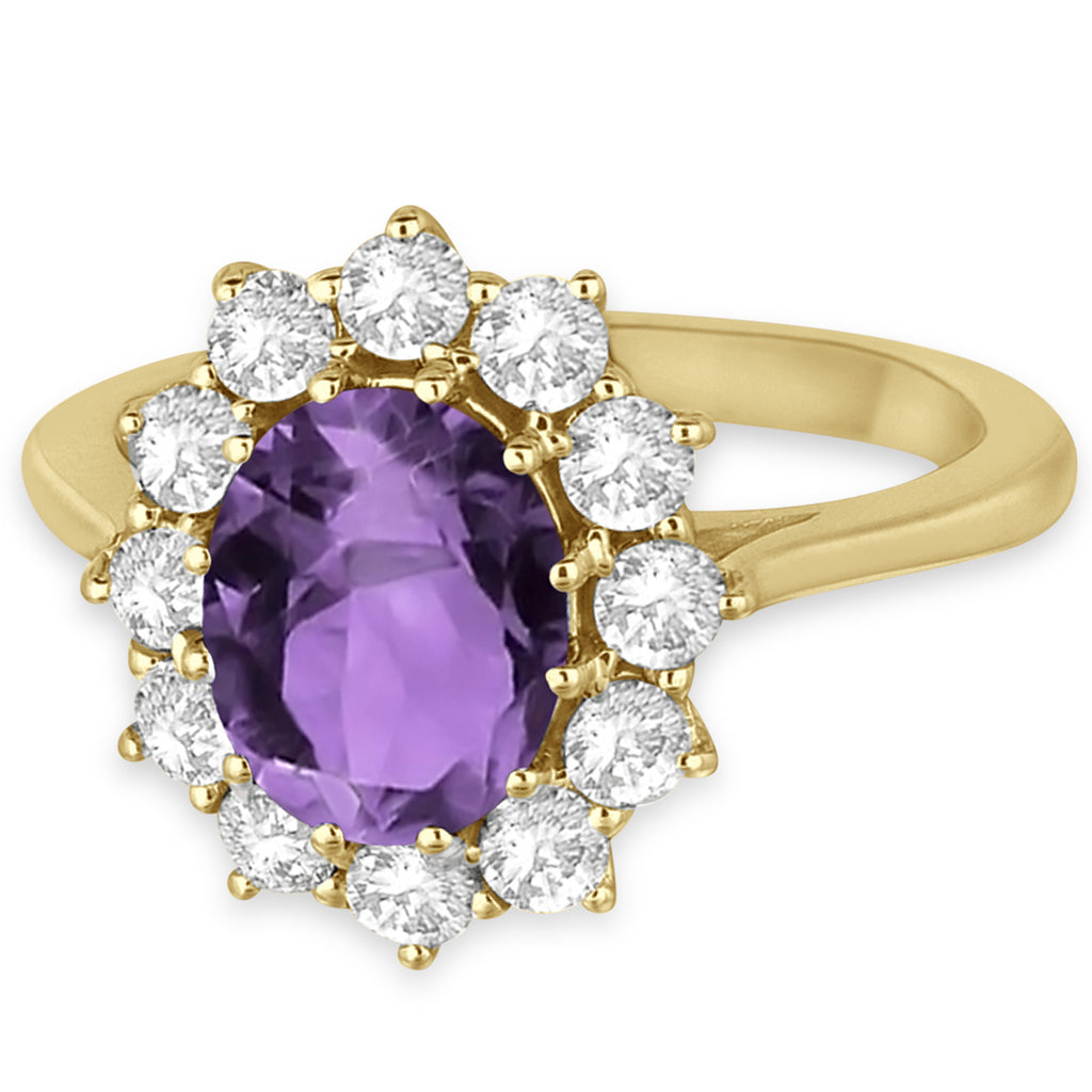 Oval Amethyst & Diamond Accented Ring in 14k Yellow Gold (3.60ctw)