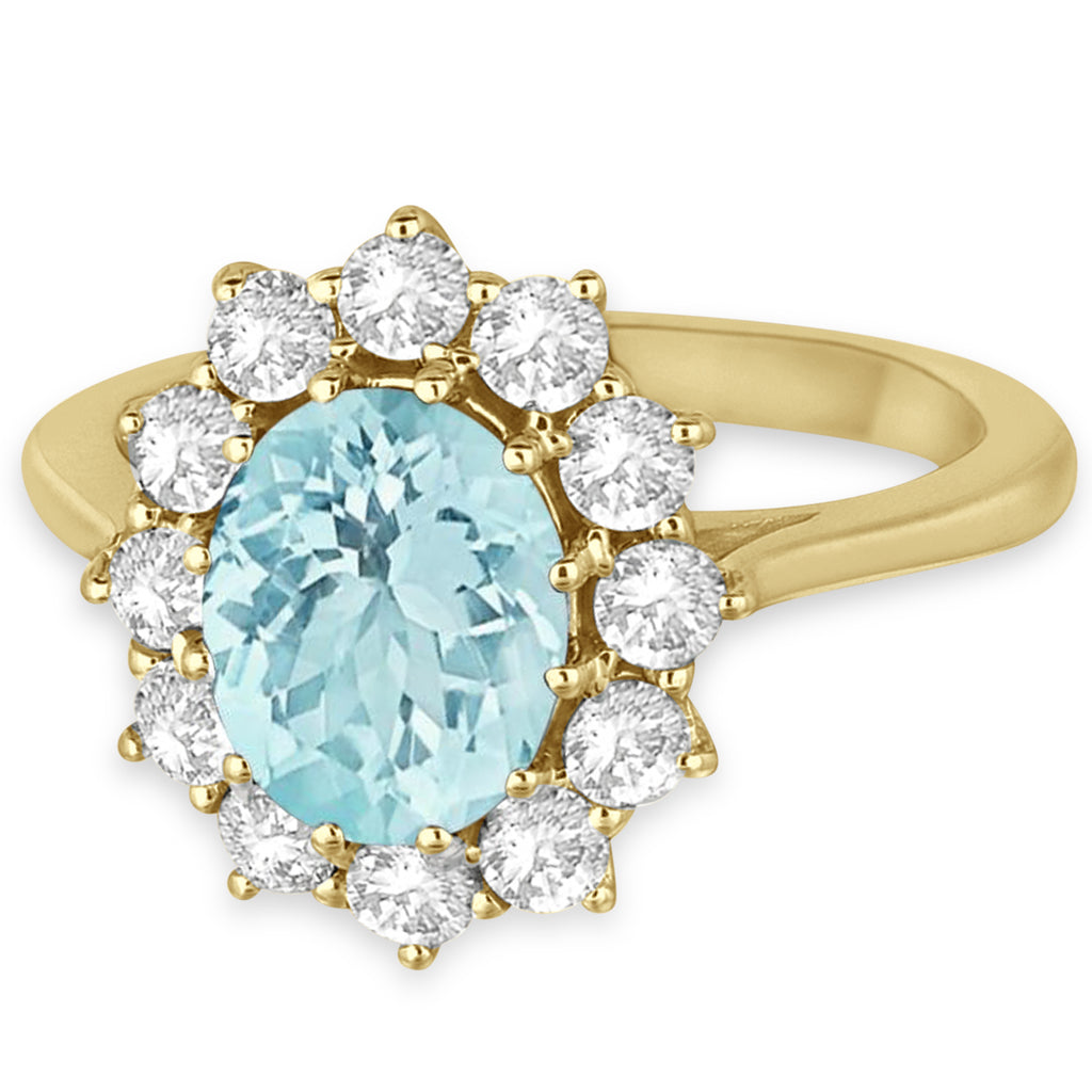 Oval Aquamarine and Diamond Ring 14k Yellow Gold (3.60ctw)