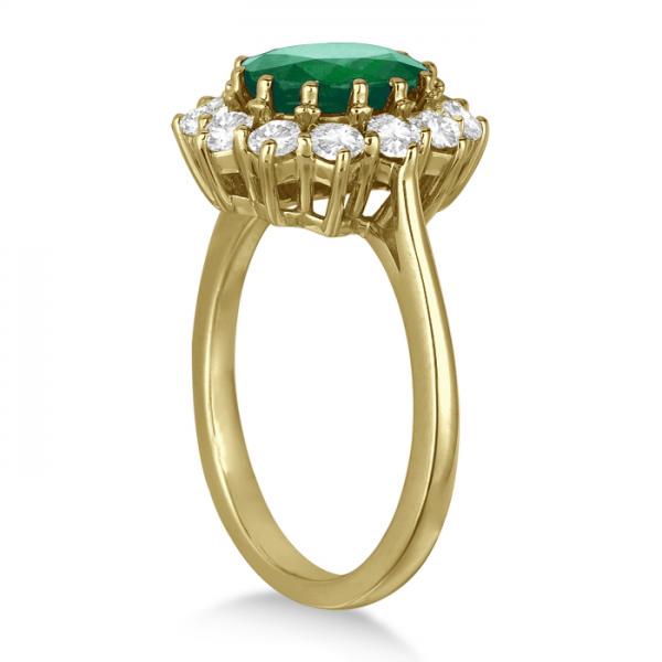 Oval Emerald and Diamond Ring 14k Yellow Gold (3.60ctw)