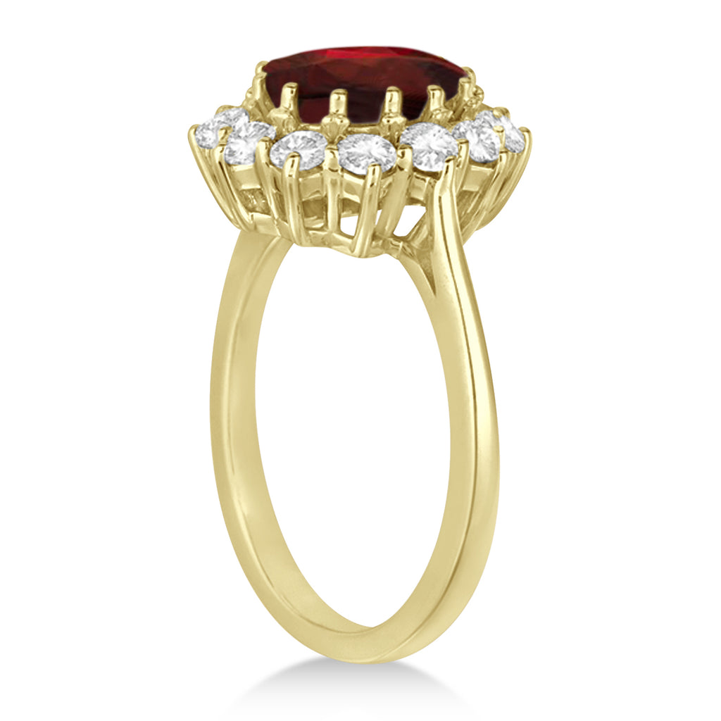 Oval Garnet and Diamond Ring 14k Yellow Gold (3.60ctw)
