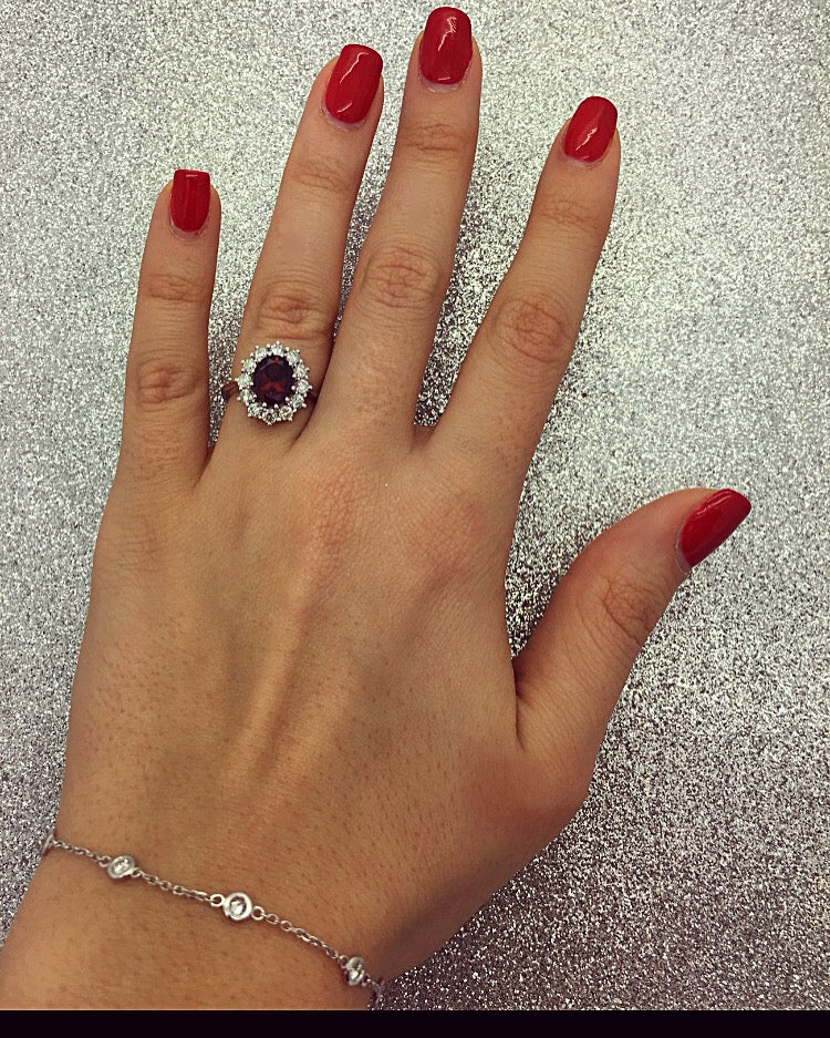 Oval Garnet and Diamond Ring 14k Yellow Gold (3.60ctw)