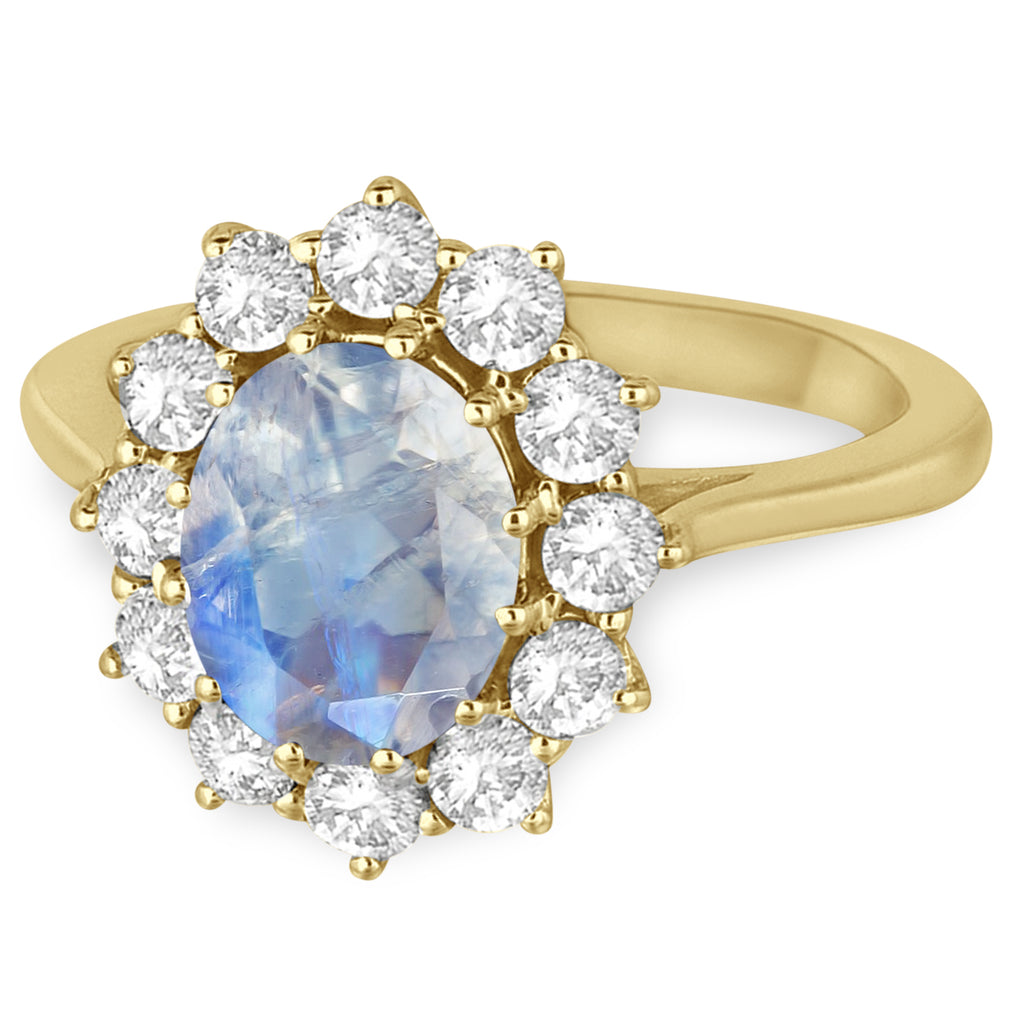 Oval Moonstone and Diamond Ring 18k Yellow Gold (2.80ctw)