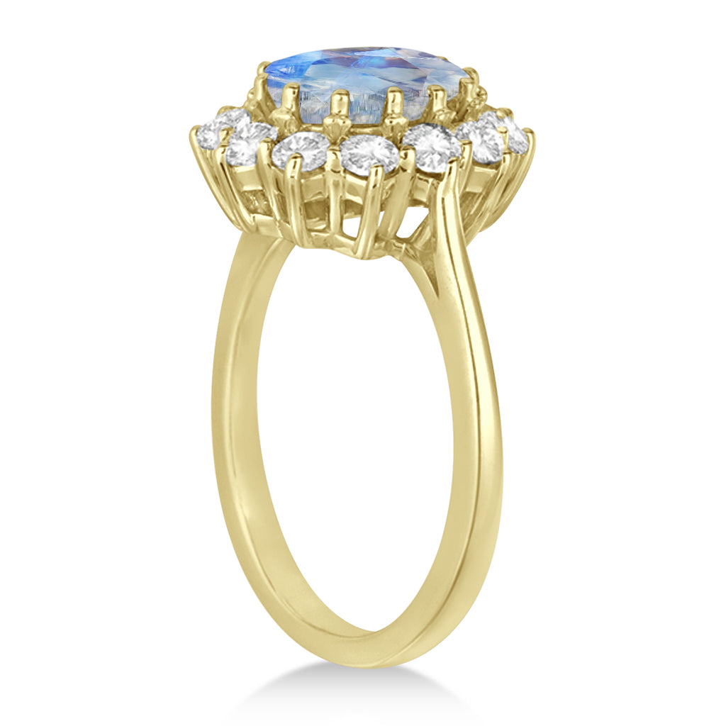 Oval Moonstone and Diamond Ring 14k Yellow Gold (2.80ctw)
