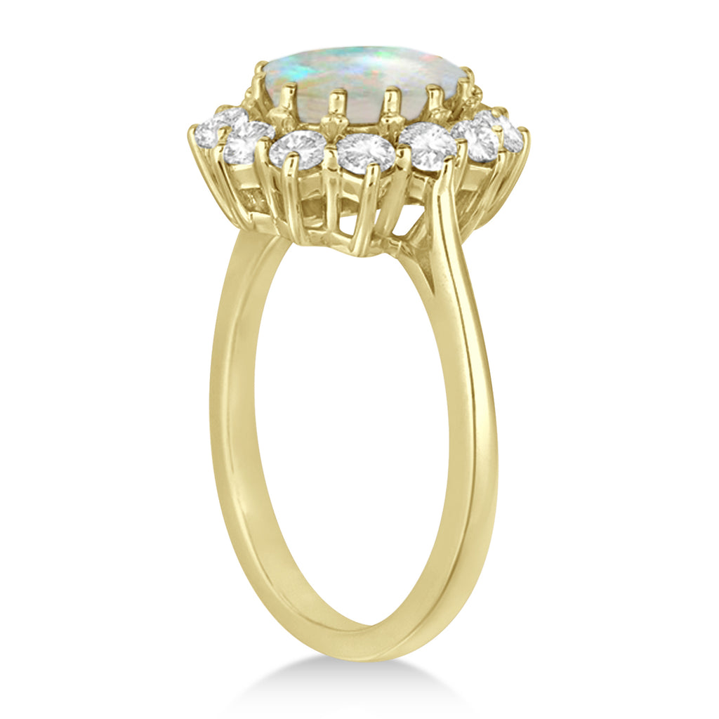 Oval Shape Opal & Diamond Accented Ring in 18k Yellow Gold (3.60ctw)