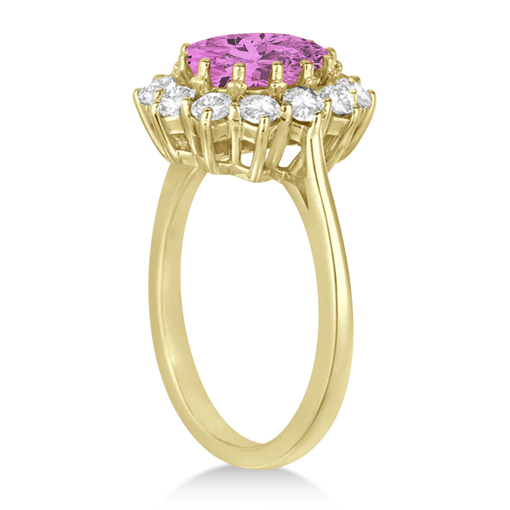 Oval Pink Sapphire & Diamond Accented Ring in 18k Yellow Gold (3.60ctw)