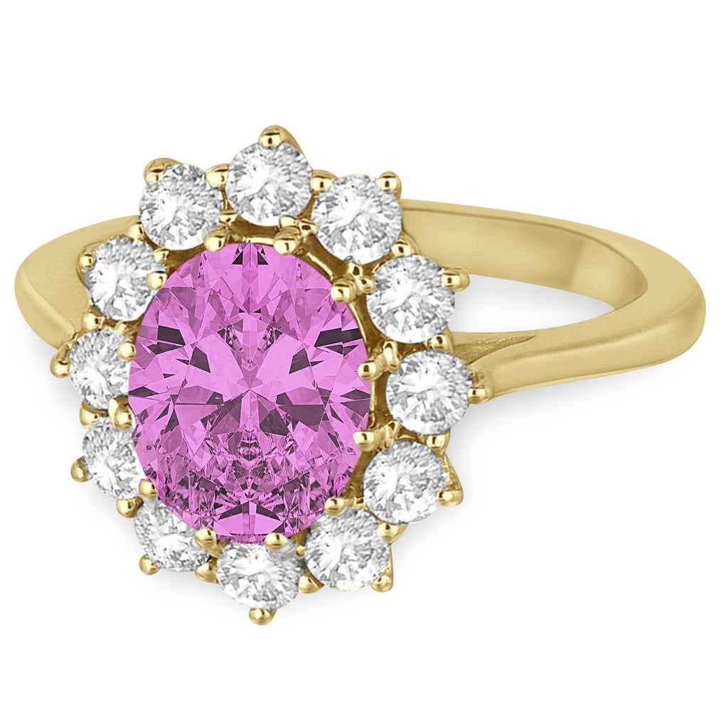 Oval Pink Sapphire & Diamond Accented Ring in 14k Yellow Gold (3.60ctw)