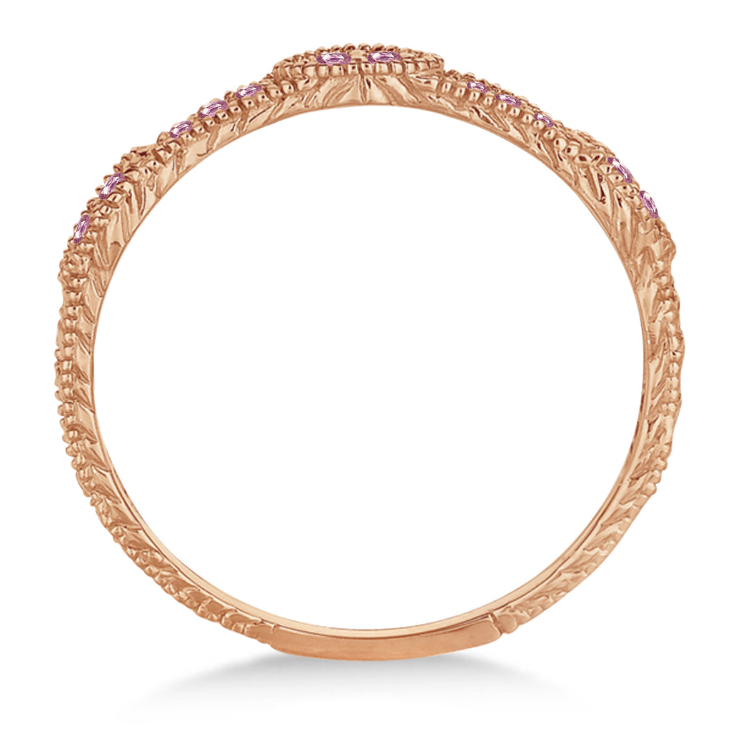 Pave Set Vintage Stacking Pink Diamond Ring Band 14k Rose Gold (0.15ct)
