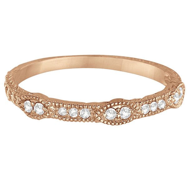 Pave Set Vintage Stacking Diamond Ring Band 14k Rose Gold (0.15ct)