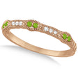 Vintage Stacking Diamond & Peridot Ring Band 14k Rose Gold (0.15ct)