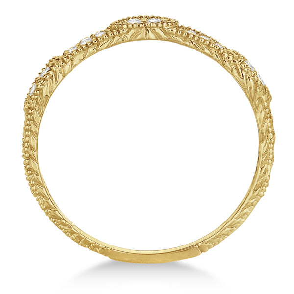 Pave Set Vintage Stacking Diamond Ring Band 14k Yellow Gold (0.15ct)