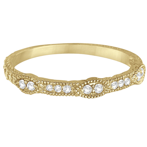 Pave Set Vintage Stacking Diamond Ring Band 14k Yellow Gold (0.15ct)