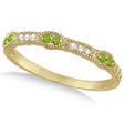 Vintage Stacking Diamond & Peridot Ring Band 14k Yellow Gold (0.15ct)