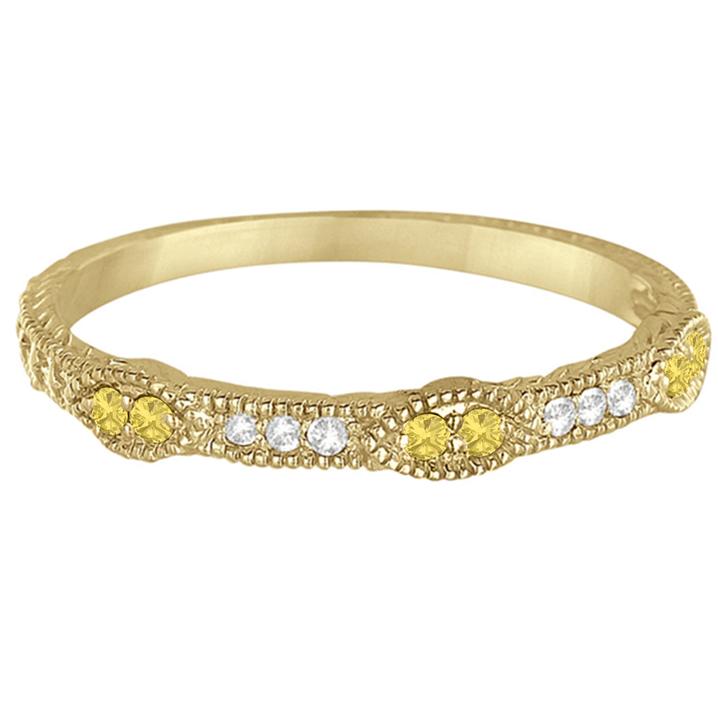 Vintage Stacking Diamond & Yellow Diamond Ring Band 14k Yellow Gold (0.15ct)