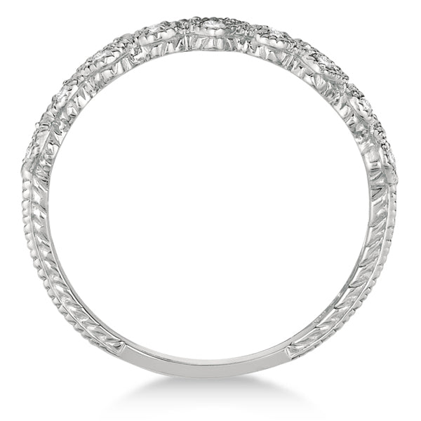 Pave Set Heart Design Diamond Ring Band 14k White Gold (0.15ct)