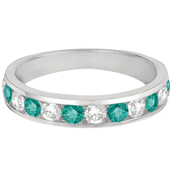 White & Fancy Blue Diamond Ring Channel-Set 14k White Gold (1.05ct)